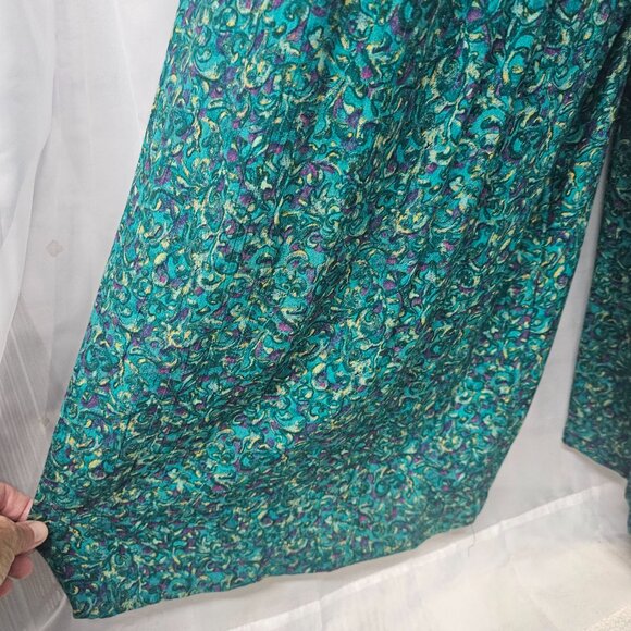 Vintage Carole Little Green Palazzo Jumpsuit Paisley Layered Beaded Boho 10 - Picture 6 of 9